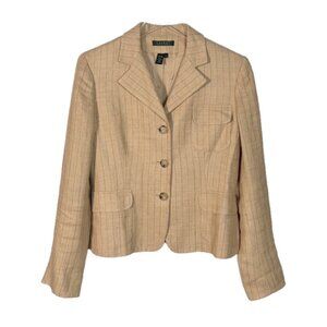 Lauren Ralph Lauren Camel Striped Linen Blazer Size 8